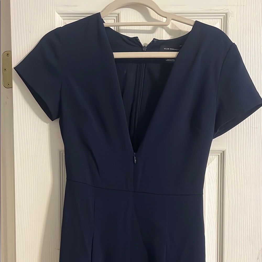 Club Monaco Navy V-Neck Mini Dress